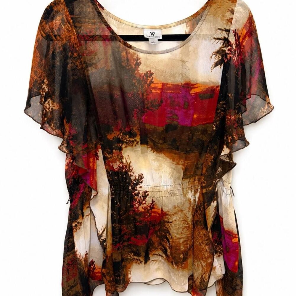 Vintage Worthington Sheer Abstract Blouse – Size Large